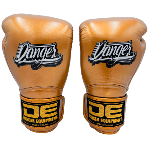 Boxing Gloves Danger Rocket Leather 24k Antique Gold