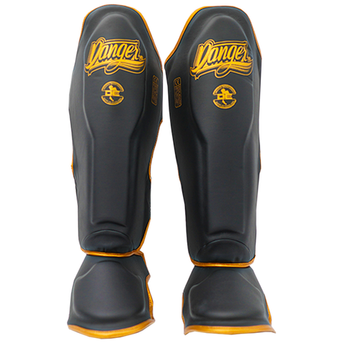 Shin Guards Danger Supermax Semi Leather Black/Gold