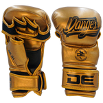 MMA Gloves Danger Sparring Semi Leather Metal Gold