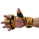 MMA Gloves Danger Sparring Semi Leather Metal Gold