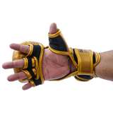 MMA Gloves Danger Sparring Semi Leather Metal Gold