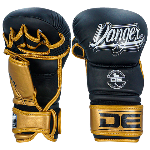 MMA Gloves Danger Sparring Semi Leather Black Gold