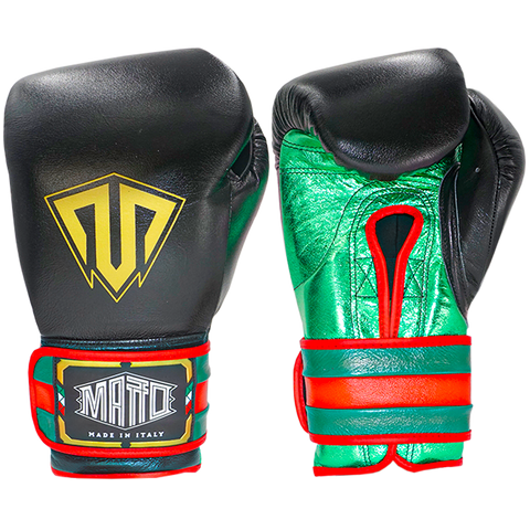 Boxing Gloves Velcro Matto Black Green