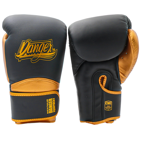 Boxing Gloves Danger Rocket Semi Leather Black Gold