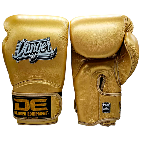 Boxing Gloves Danger Rocket Leather 24k Gold