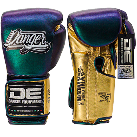 Boxing Pro Gloves Velcro Danger Mx Blue Gold