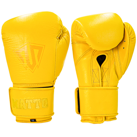 Boxing Gloves Velcro Matto Embriodry Yellow