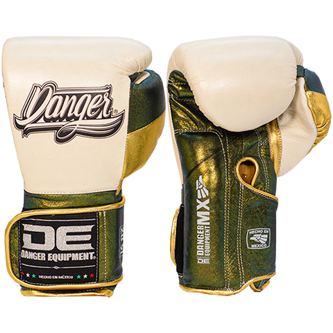 Boxing Pro Gloves Velcro Danger Mx White Green