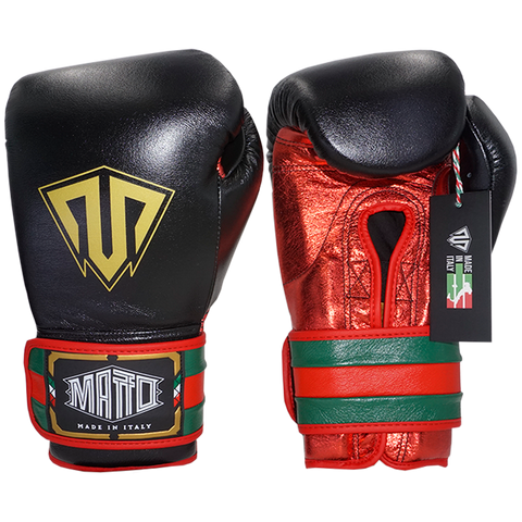 Boxing Gloves Velcro Matto Black Red